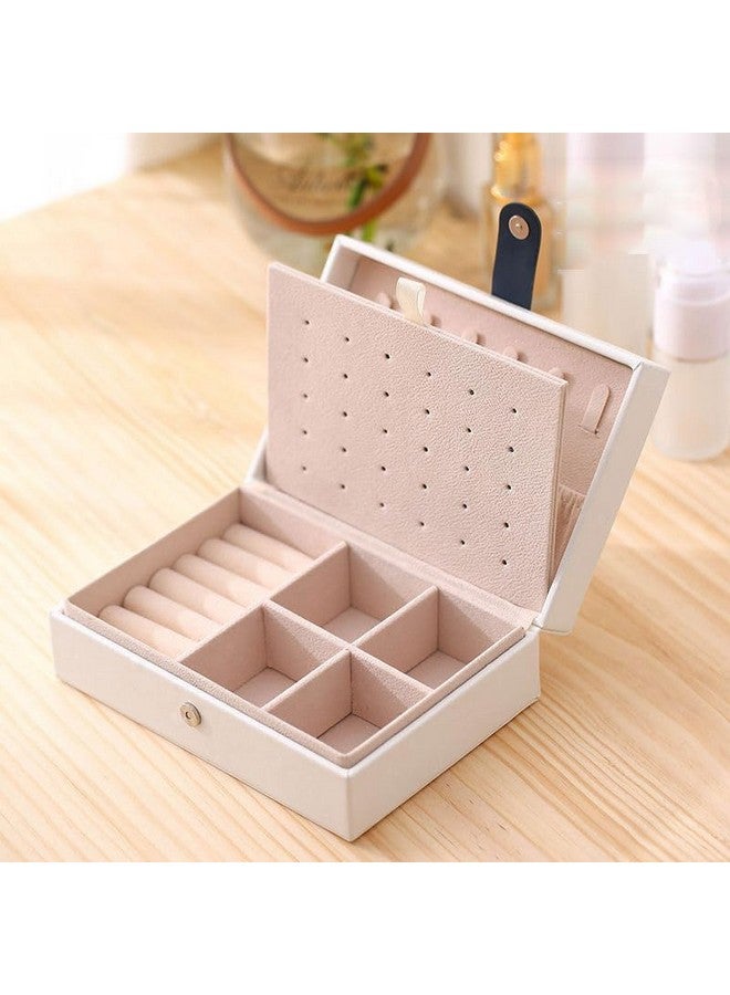 ketmart Jewellery Organiser PU Leather Magnetic Buckle Portable Storage Box Case with Dividers Container for Rings, Earrings, Necklace Home Organizer, (Color-White) - Image 2