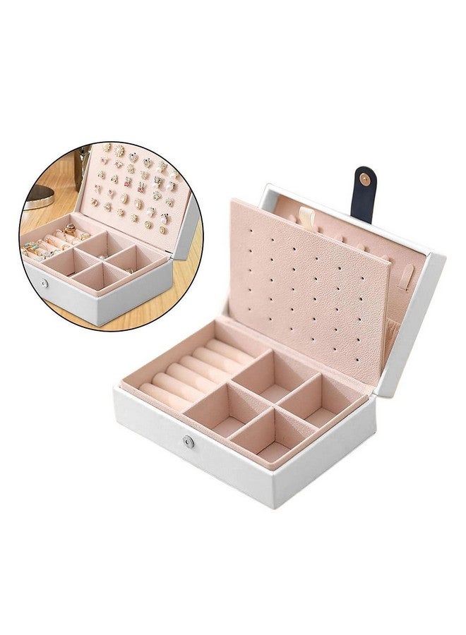 ketmart Jewellery Organiser PU Leather Magnetic Buckle Portable Storage Box Case with Dividers Container for Rings, Earrings, Necklace Home Organizer, (Color-White) - Image 4