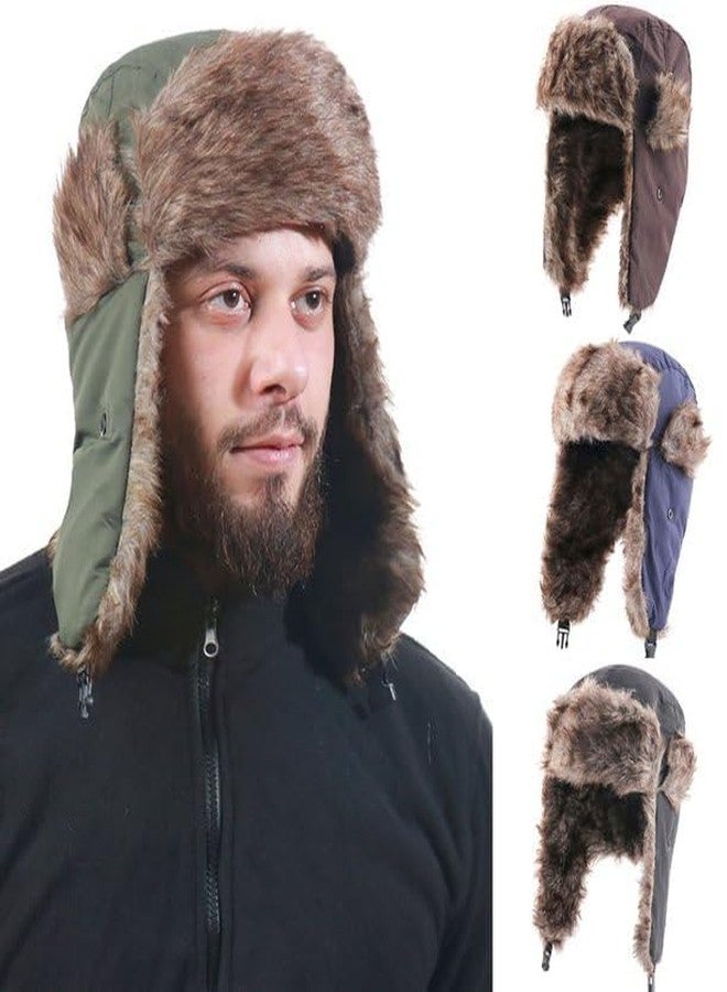 Krystle Unisex Men Women Russian Hat Trapper Bomber Warm Trooper Ear Flaps Winter Ski Hat Cap Headwear (Olive) - Image 5