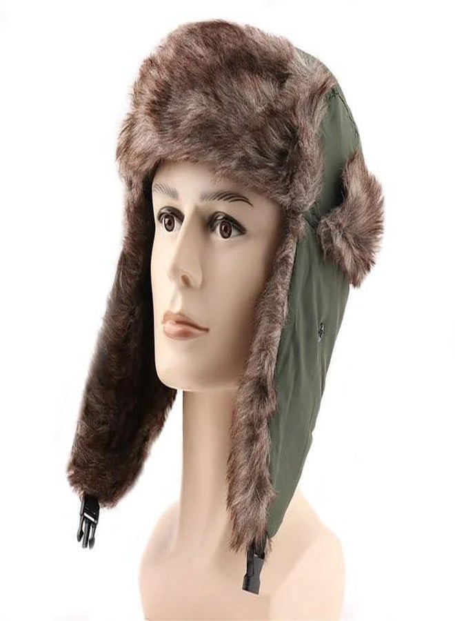 Krystle Unisex Men Women Russian Hat Trapper Bomber Warm Trooper Ear Flaps Winter Ski Hat Cap Headwear (Olive) - Image 4