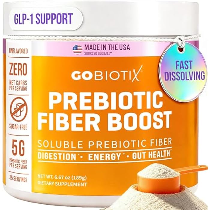 GOBIOTIX Fiber Supplement Powder with Prebiotics for Digestive Health and GLP-1 Support, Soluble Fiber for Gut Health & Debloat, Keto, Vegan, Gluten & Sugar Free, 35 Servings (1 Pack) - Image 1
