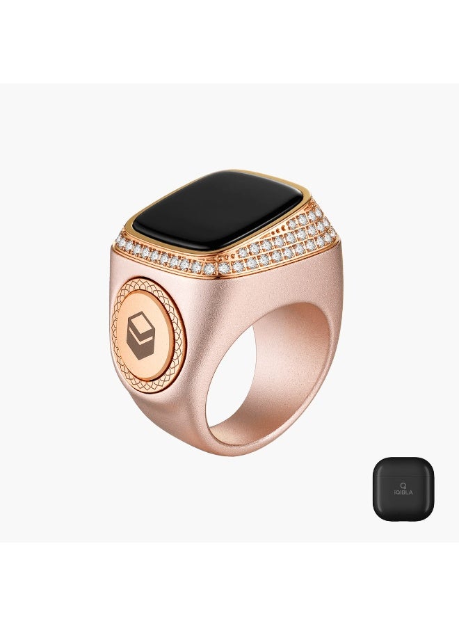 iQIBLA Zikr M02 Premium Smart Ring with 99 Zirconia Stones - Digital Tasbih Counter Ring with Bluetooth Connectivity, Islamic Prayer Tracker for Men & Women