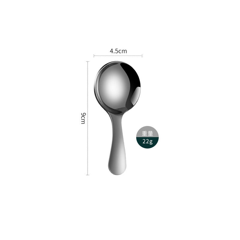 304 Stainless Steel Short Handle Round Head Spoon Creative Ice Cream Dessert Spoon Tea Spoon Children Spoon Milk Spoon Spoon Round Spoon304 round spoon [black]] 304 round spoon [black]] 
