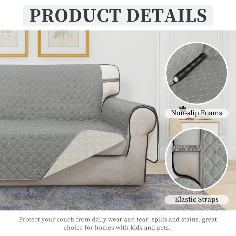 Issuntex Double Protection 100% Waterproof Loveseat Sofa Covers For Living Room Couch Covers For 2 Cushion Couch Sofa Reversible Furniture Protector Sofa Cover For Dogs (Loveseat Light Gray/Ivory) - Image 5