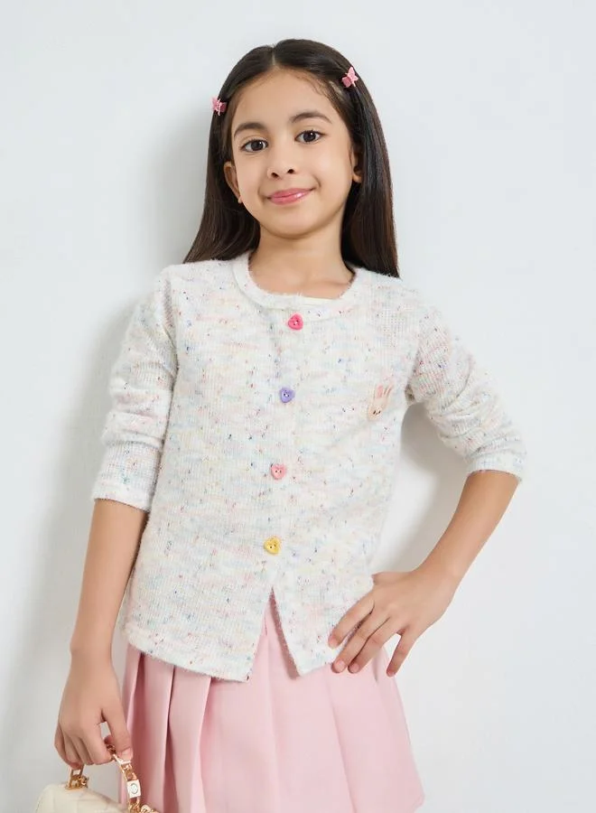 ستايلي سويتر محبوك بناتي بخيوط متعددة