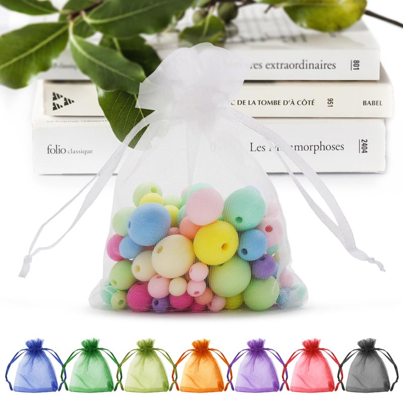ANZNKU 50PCS White Organza Bags 3x4 Small Gift Bags Bulk for Sachet Jewelry Candy Treat Mini Mesh Bag Drawstring for Wedding Bridal Baby Shower Party Favor Bag for Valentines Mothers Day Birthday - Image 3