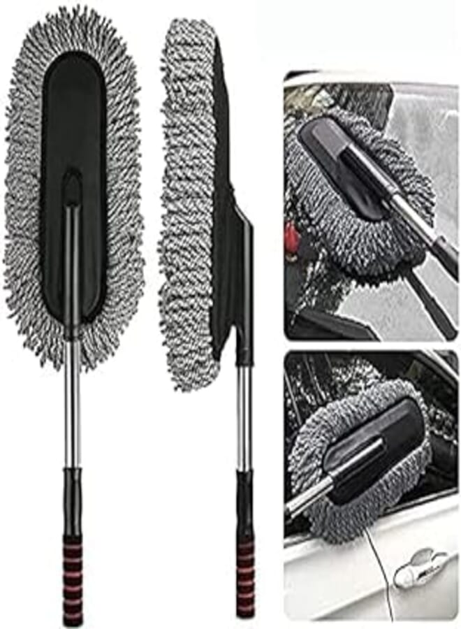 Detachable Telescopic Microfiber Car Wash Brush Car Cleaning Tool Solar Panel Dashboard Mop Duster for Car Interior Exterior Cleaning 1 Piece Carefully Produced for Customer Convenience-Cut