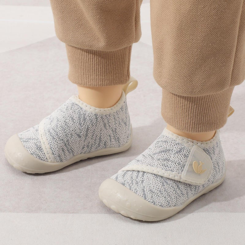 FEETCITY Baby Shoes Girls Boys Baby Sneakers First Walking Shoes Wide Infant Barefoot Shoe Lightweight Infant Sneakers Beige Grey - Image 3