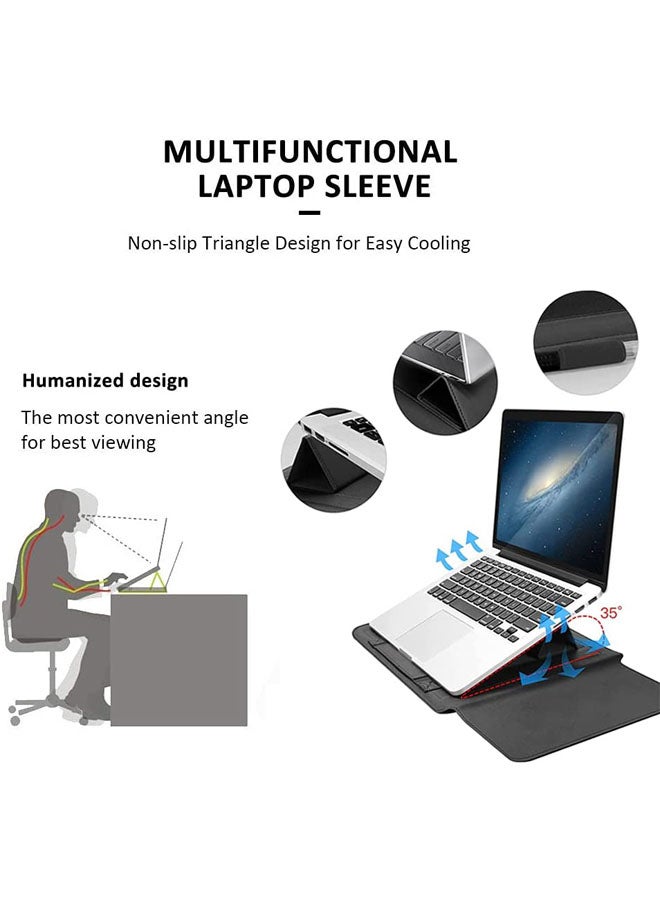 Rock Pow Laptop Bag /Sleeve Case (15/15.6-Inches) Compatible With 3 in 1 (Laptop Stand,Mouse Pad) MacBook Pro Notebook Black - Image 3