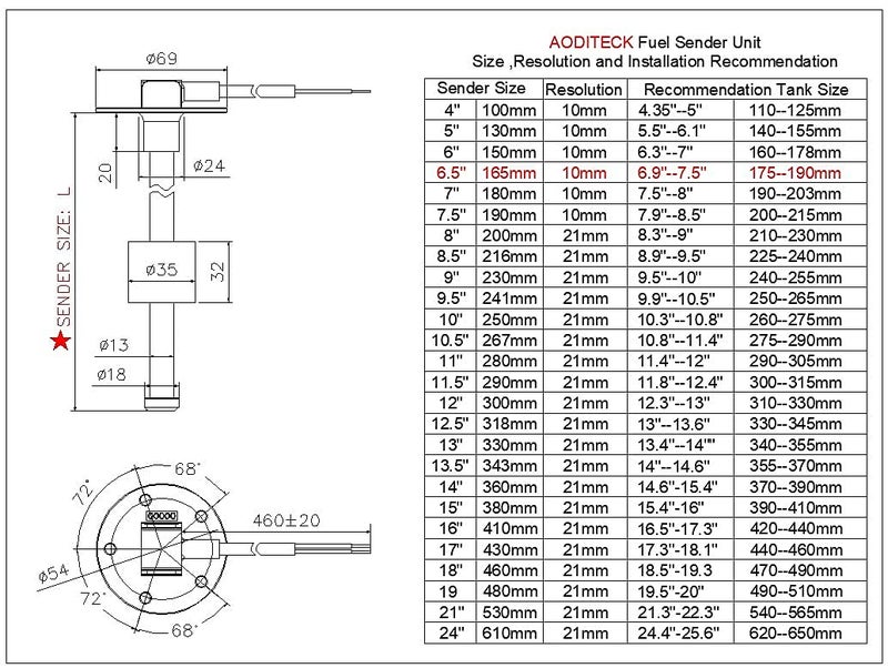AODITECK Marine Fuel Sending Unit for Boat Truck Car Vehicle Fuel Tank Sending Unit Fuel Level Sending Unit Gas Water Tank Sender Fuel Gauge Sending Unit Fuel Water Level Sensor 240-33 ohms 6.5" - Image 5