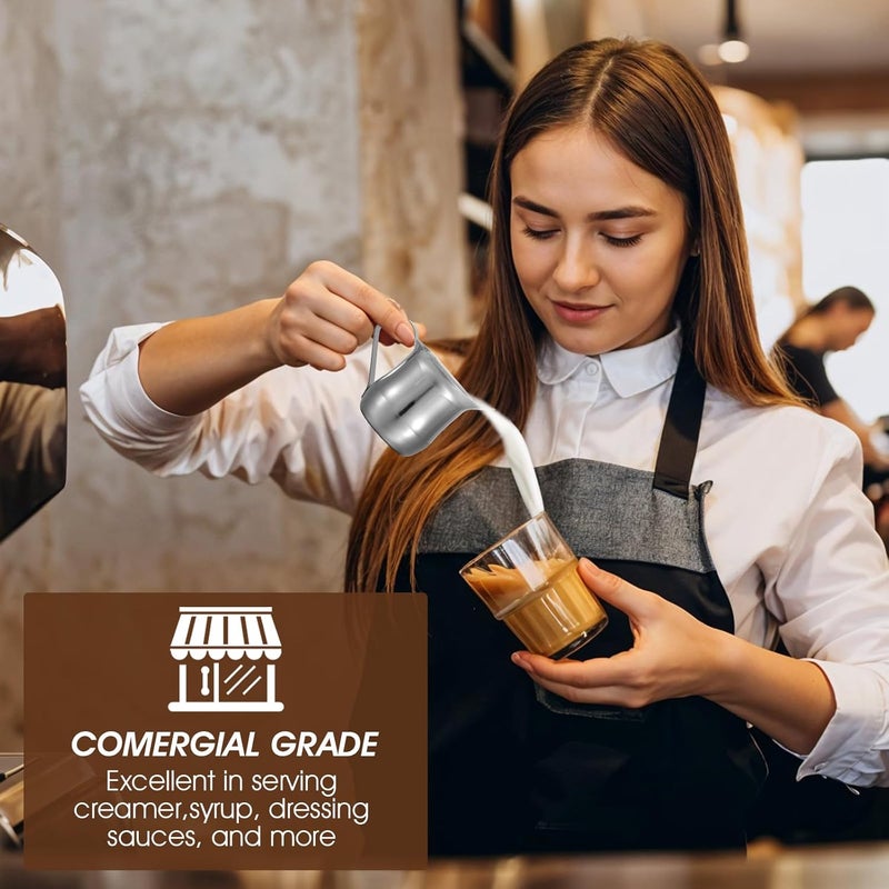 Molain 36 Pcs Stainless Steel Bell Creamers, 3 oz Mini Creamer Pitcher with Handle and Pouring Spout Cup Container for Serving Milk Coffee Salad Dressing Maple Syrup Espresso Machine Restaurant Cafes - Image 2