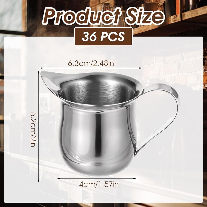 Molain 36 Pcs Stainless Steel Bell Creamers, 3 oz Mini Creamer Pitcher with Handle and Pouring Spout Cup Container for Serving Milk Coffee Salad Dressing Maple Syrup Espresso Machine Restaurant Cafes - Image 4