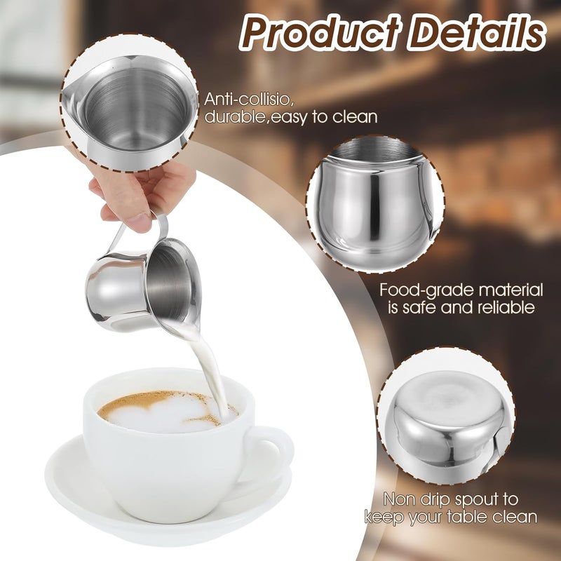 Molain 36 Pcs Stainless Steel Bell Creamers, 3 oz Mini Creamer Pitcher with Handle and Pouring Spout Cup Container for Serving Milk Coffee Salad Dressing Maple Syrup Espresso Machine Restaurant Cafes - Image 5