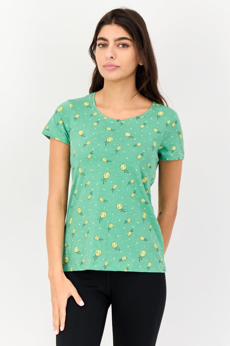 zivame Rosaline x Zivame Women 2 Pieces Crew Neck Graphic Print Short Sleeve Sleepwear Top, Multicolor - Image 4