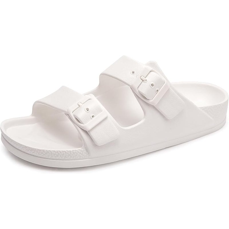FUNKYMONKEY Women's Comfort Slides Double Buckle Adjustable EVA Flat Sandals - Image 1
