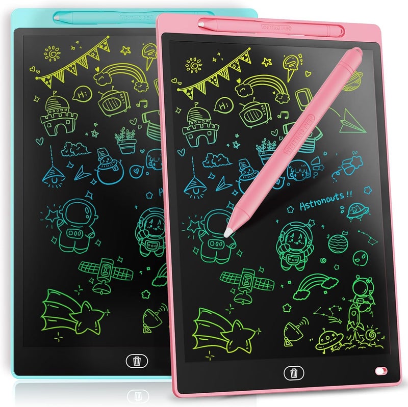 Genialba [2 Pieces] LCD Writing Board, 8.5 Inches, LCD Writing Tablet, Portable Erasable Drawing Board, Gift for Children, Graphic Tablet for Children's Games 2 3 4 5 6 7 Years Boys Girls (Blue & - Image 1