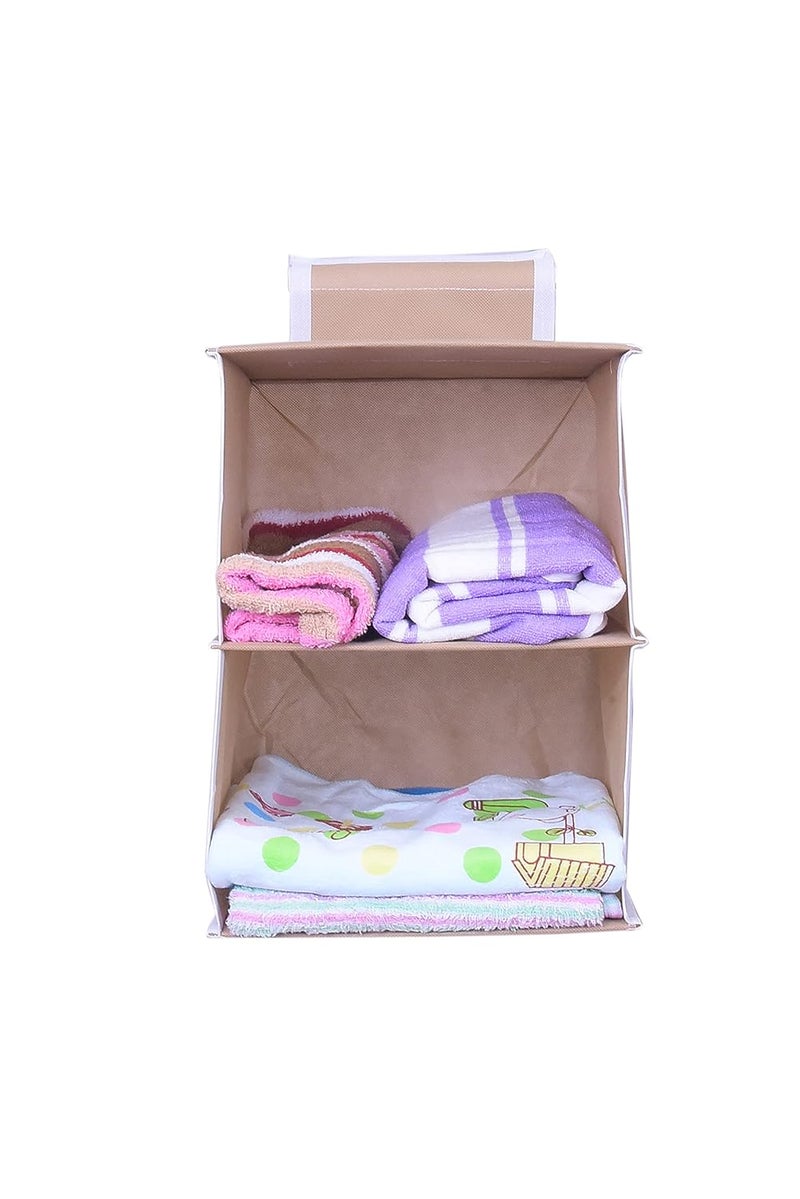 ABBASI Hanging Closet Organizer Hanging Closet Organizer Hanging Storage Shelves for Baby Room Cloth Hanging Shelves Collapsible and Easy Mount Pack of 1 2 ShelvesBiscuit - Image 1