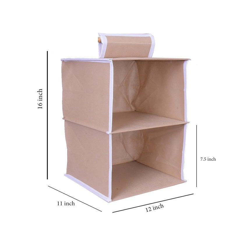ABBASI Hanging Closet Organizer Hanging Closet Organizer Hanging Storage Shelves for Baby Room Cloth Hanging Shelves Collapsible and Easy Mount Pack of 1 2 ShelvesBiscuit - Image 3