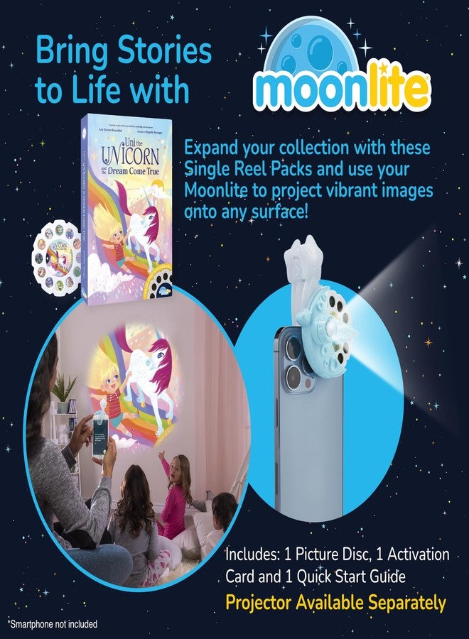 مونليت بكرات قصص مونلايت لجهاز عرض المصباح اليدوي، للأطفال الصغار | يوني وحيد القرن والحلم يتحقق | مجموعة بكرات قصصية فردية للأطفال من ١٢ شهرًا فما فوق - Image 2