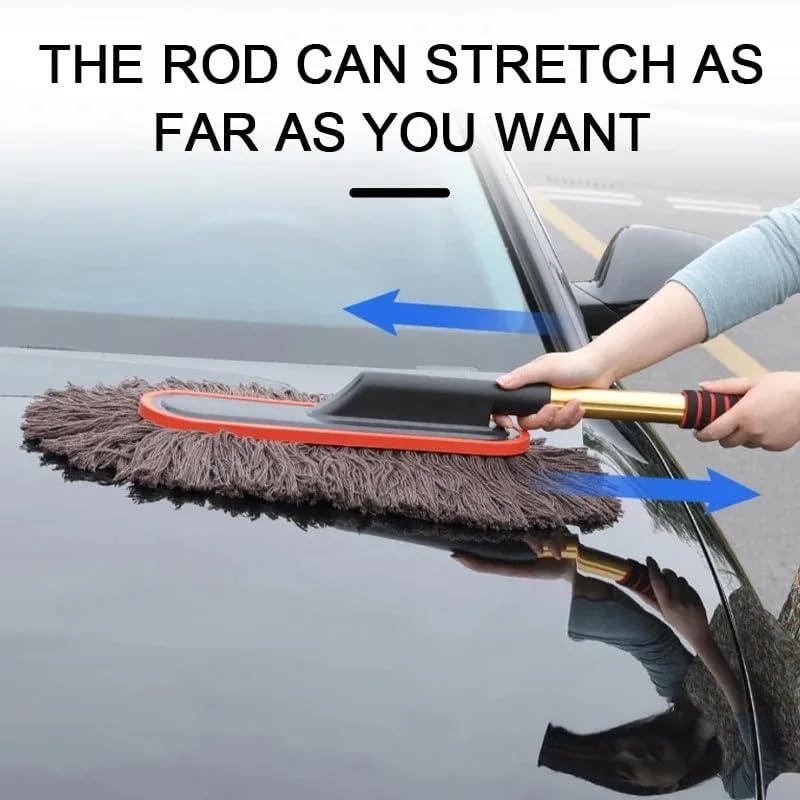 DETACHI Car Duster Microfiber Car Cleaning Brush Super Soft Microfiber Duster with Extendable and Wax Treated Cotton Strands Car Brush for Cleaning Scratch Free Microfiber Duster for Car (Brown) - Image 3