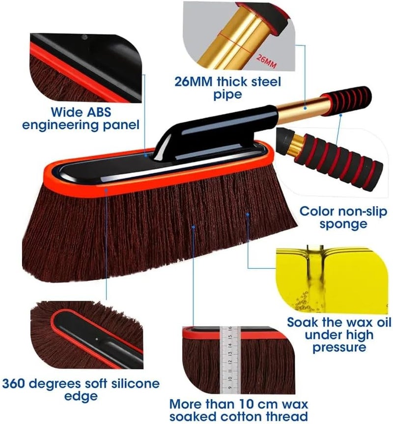 DETACHI Car Duster Microfiber Car Cleaning Brush Super Soft Microfiber Duster with Extendable and Wax Treated Cotton Strands Car Brush for Cleaning Scratch Free Microfiber Duster for Car (Brown) - Image 4