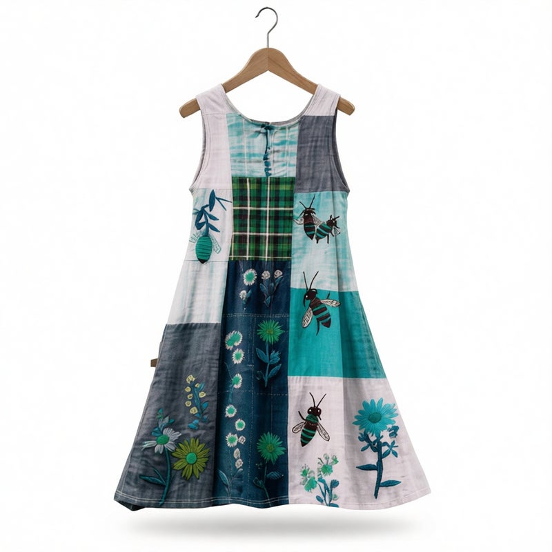Women's Sleeveless Round Neck Printed Dress Casual Slim Fit Vest Dress - Image 1