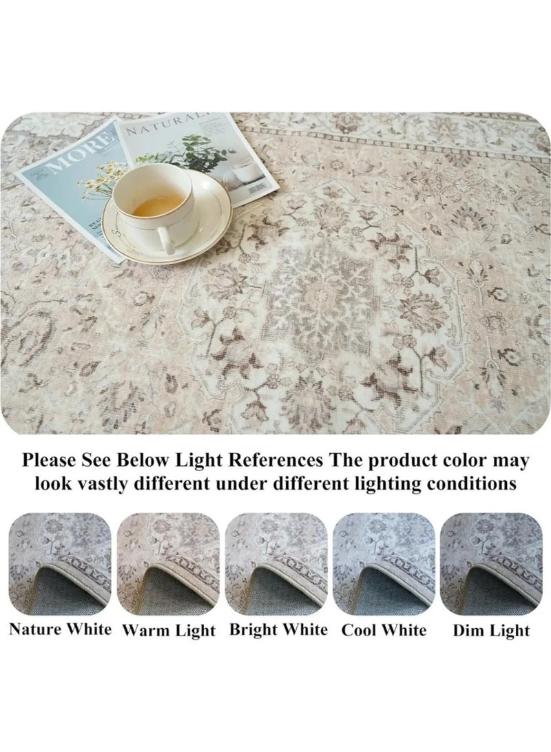 Washable Hallway Runner Rug 60x300cm, Vintage Farmhouse Soft Non-Slip Floor Mat - Image 4
