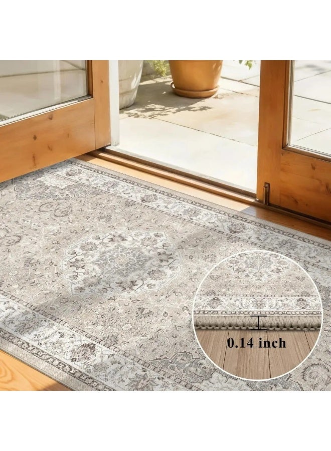 Washable Hallway Runner Rug 60x300cm, Vintage Farmhouse Soft Non-Slip Floor Mat - Image 5