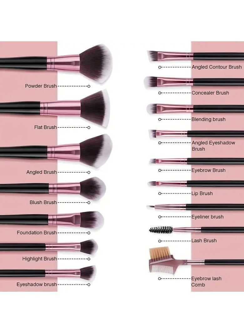 ORiTi 15pcs Makeup Brushes With Travel Portable Case Professional Foundation Blush Eyeshadow Blending Makeup Beauty Tool Ideal Gift Idea For Girls And Women - Image 2