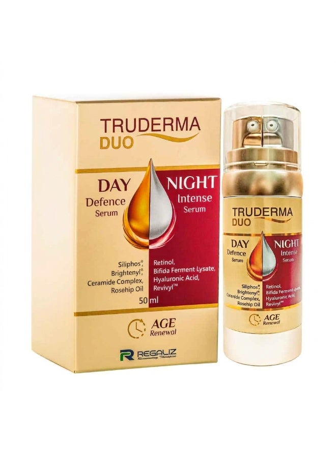 ريغاليس سيرومان Regaliz Truderma Duo لمكافحة الشيخوخة: تركيبة 2 في 1 للدفاع النهاري والعناية الليلية المكثفة، لعلاج التجاعيد والخطوط الدقيقة - 50 مل - Image 1