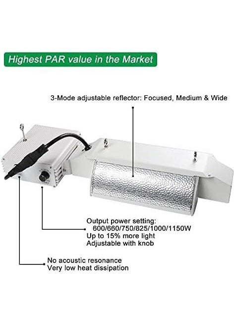 iPower iPower 1000W Double Ended Grow Light System Kits with Adjustable Reflector and Digital Dimmable Ballast 240V for Indoor Plants  - Image 3