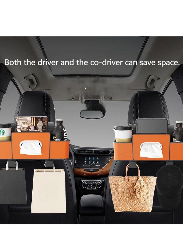 Car Back Seat Multi-Functional Storage Box – Tissue Holder, Cup Holder, Hanging Hooks & Organizer Pouch for Car Seat Back, Easy Clip-On Installation  Car Seat Back Tissue Box & Storage Organizer – Multi-Purpose Rear Seat Holder with Tissue Pocket, Storage Bag, and Convenient Clip Installation  - Image 1