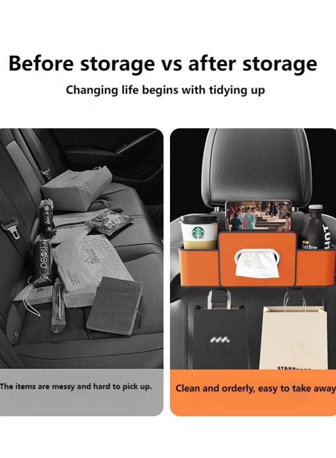 Car Back Seat Multi-Functional Storage Box – Tissue Holder, Cup Holder, Hanging Hooks & Organizer Pouch for Car Seat Back, Easy Clip-On Installation  Car Seat Back Tissue Box & Storage Organizer – Multi-Purpose Rear Seat Holder with Tissue Pocket, Storage Bag, and Convenient Clip Installation  - Image 5