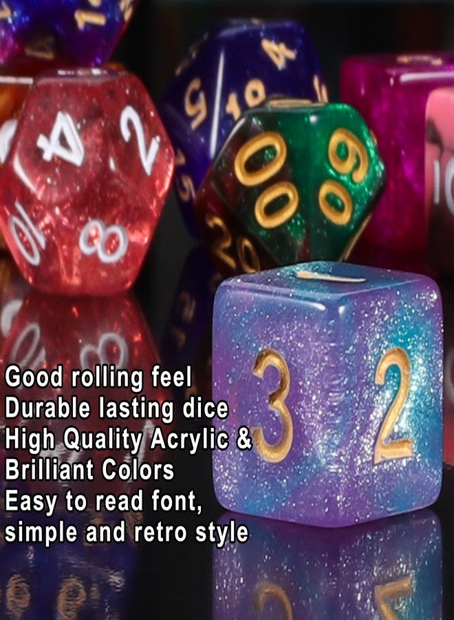 QMay 30 Sets Polyhedral Dice - 30 X 7 (210 Pieces) DND Dice with a D&D Dice Large Drawstring Bag, 30 Colors D4 D6 D8 D10 D% D12 D20, Great for Dungeons and Dragons, RPG, MTG,Role Playing Table Games - Image 4