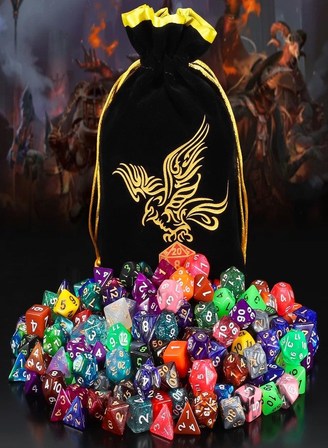 QMay 30 Sets Polyhedral Dice - 30 X 7 (210 Pieces) DND Dice with a D&D Dice Large Drawstring Bag, 30 Colors D4 D6 D8 D10 D% D12 D20, Great for Dungeons and Dragons, RPG, MTG,Role Playing Table Games - Image 5