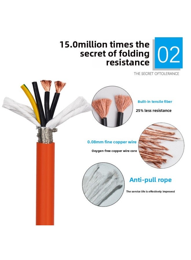 Servo Motor Line 4-core Drive Power Line TRVVP Drag Chain Cable Highly Flexible Shielded Encoder Connection Line-Color:Shielded 4 Cores 4 Square Meters (orange 1m )-Line Length:Standard  - Image 4
