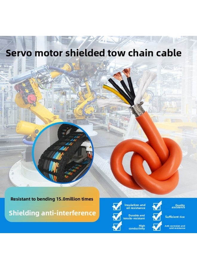 Servo Motor Line 4-core Drive Power Line TRVVP Drag Chain Cable Highly Flexible Shielded Encoder Connection Line-Color:Shielded 4 Cores 4 Square Meters (orange 1m )-Line Length:Standard  - Image 2