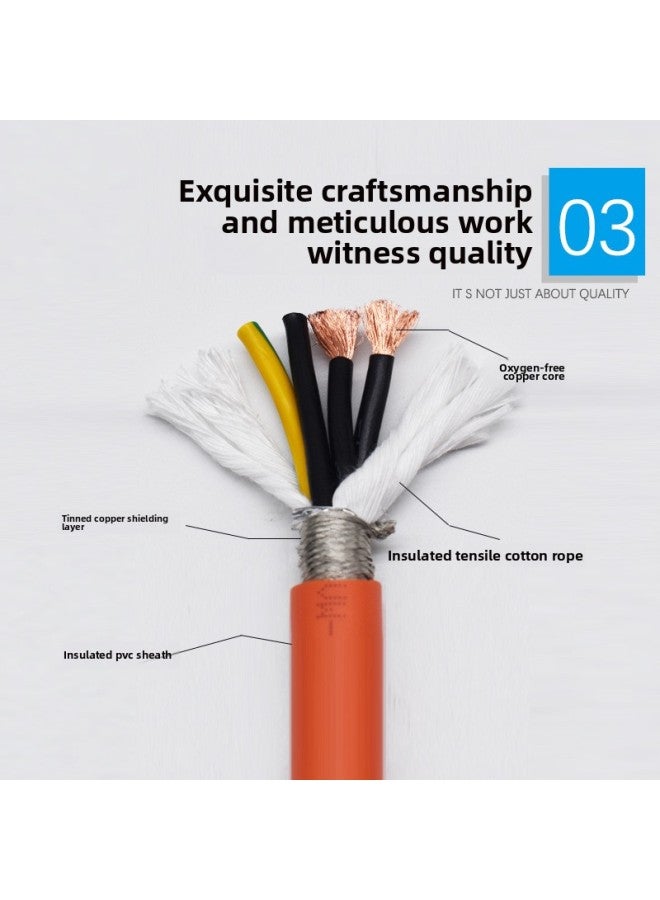 Servo Motor Line 4-core Drive Power Line TRVVP Drag Chain Cable Highly Flexible Shielded Encoder Connection Line-Color:Shielded 4 Cores 4 Square Meters (orange 1m )-Line Length:Standard  - Image 5