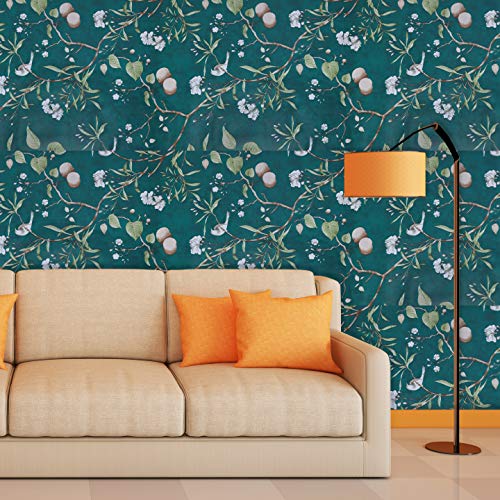 Wollzo Green Sparrow self Adhesive Wallpaper Sticker (45 x 500 cm Multicolor) - Image 3