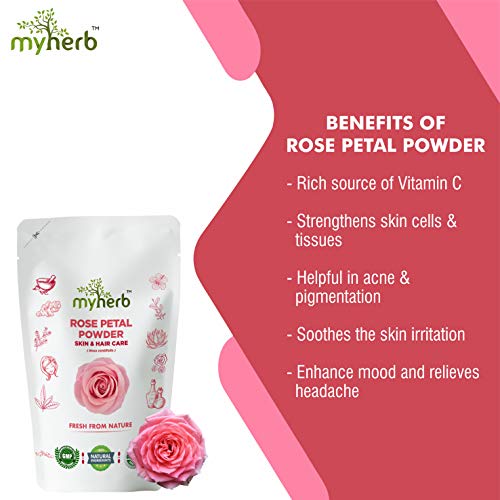 MYHERB Pure & Natural 100% Organic Double Filtered Rose Petal(Rosa Centifolia) Powder||227 Gm/0.5 Lbs||Ayurvedic Formula Powder||For Skin, Face Pack Mask for Fairness,|| For Man & Women - Image 4