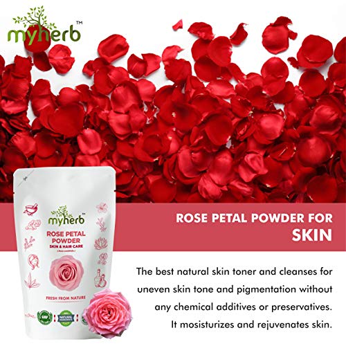 MYHERB Pure & Natural 100% Organic Double Filtered Rose Petal(Rosa Centifolia) Powder||227 Gm/0.5 Lbs||Ayurvedic Formula Powder||For Skin, Face Pack Mask for Fairness,|| For Man & Women - Image 5