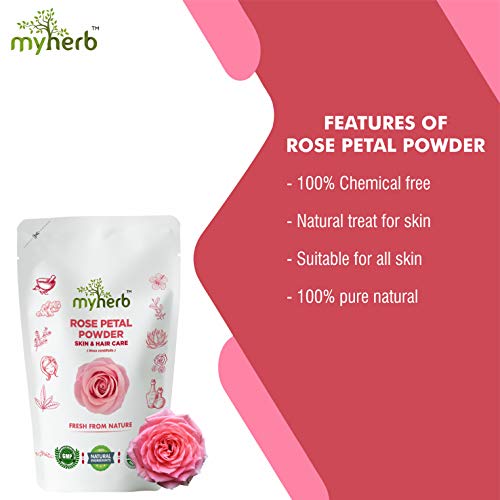 MYHERB Pure & Natural 100% Organic Double Filtered Rose Petal(Rosa Centifolia) Powder||227 Gm/0.5 Lbs||Ayurvedic Formula Powder||For Skin, Face Pack Mask for Fairness,|| For Man & Women - Image 3