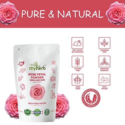 MYHERB Pure & Natural 100% Organic Double Filtered Rose Petal(Rosa Centifolia) Powder||227 Gm/0.5 Lbs||Ayurvedic Formula Powder||For Skin, Face Pack Mask for Fairness,|| For Man & Women - Image 2