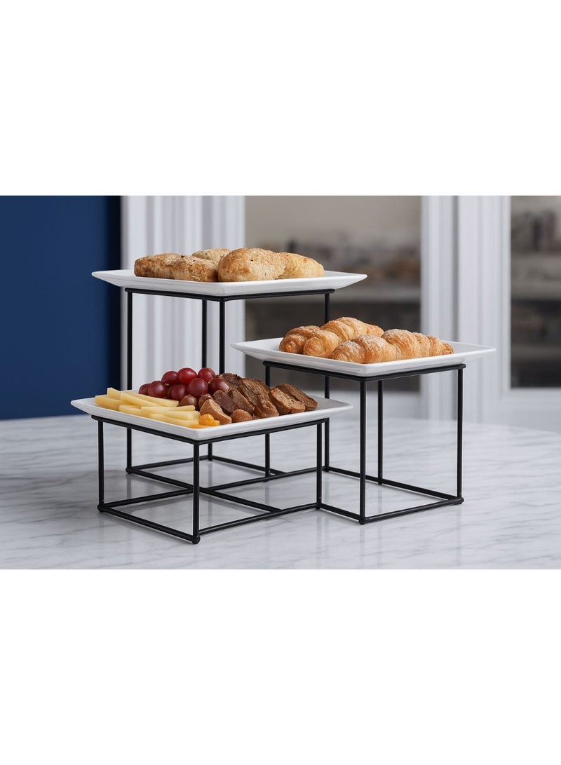 ناما 3استاند تقديم مربع معدن مع   ارتفاع 10 سم  ارتفاع 17   ارتفاع  23 سم