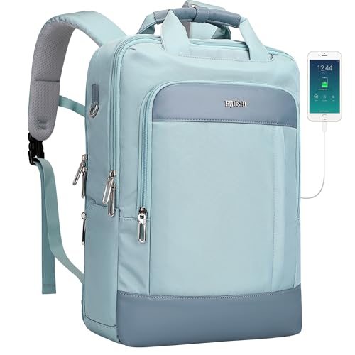 PIJUSHI Travel Backpack for Women TSA 180° Flat Open Fits 16" Waterproof Slim Backpack for Business, Commute, Daily(PE042 Teal Blue) - Image 1