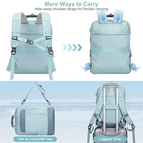PIJUSHI Travel Backpack for Women TSA 180° Flat Open Fits 16" Waterproof Slim Backpack for Business, Commute, Daily(PE042 Teal Blue) - Image 4