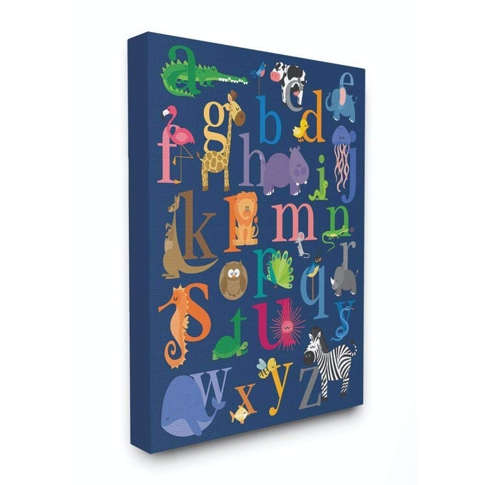 NAVY ALPHABET ANIMAL ICONS CANVAS WALL ART 16X20 DESIGN BY ARTIST LEZLEELLIOTT