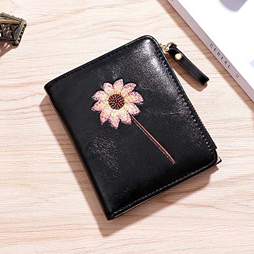AOXONEL Girls Wallet Small Bifold Womens Wallets Rfid,Compact Female Cute Mini Zipper Coin Card Purse for Teen Girl Kids (Black) - Image 4