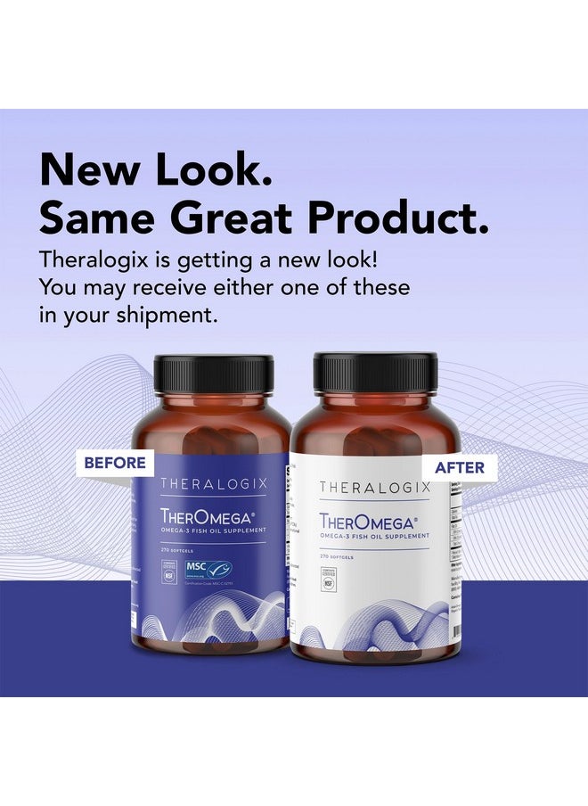 ثيرالوجيكس - مكمل زيت السمك TherOmega Omega-3 من Theralogix - يدعم صحة القلب والدماغ والجهاز المناعي والمفاصل* - 700 مجم من حمض الدوكوساهيكسانويك وحمض إيكوسابنتينويك من سمك بولوك البري من ألاسكا - مصدر مستدام - معتمد من NSF - 270 كبسولة هلامية - Image 1