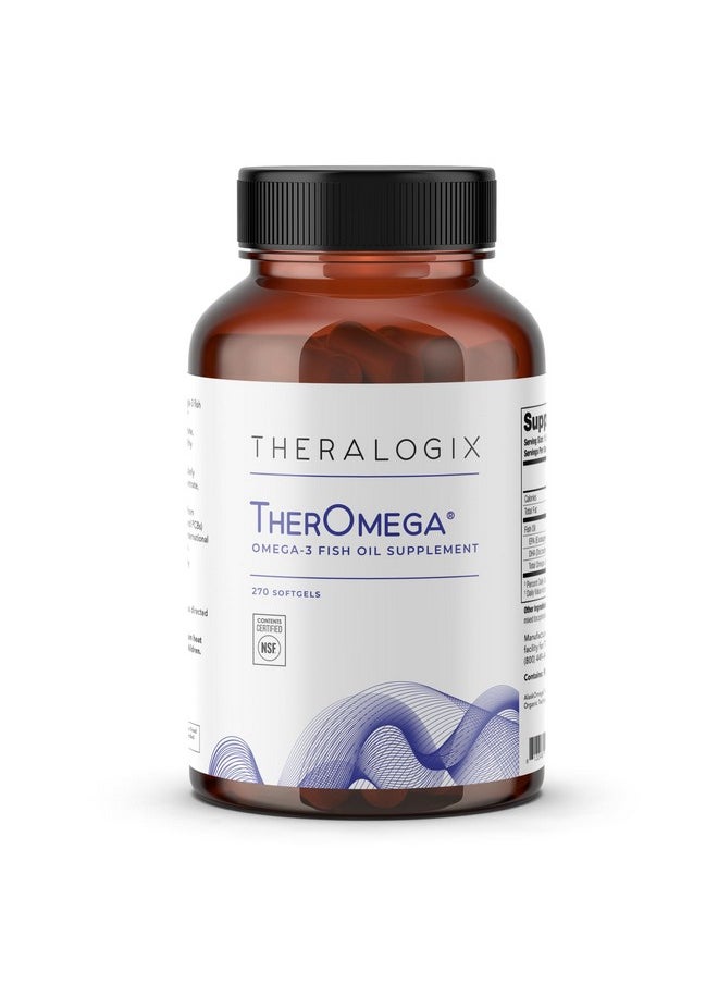 ثيرالوجيكس - مكمل زيت السمك TherOmega Omega-3 من Theralogix - يدعم صحة القلب والدماغ والجهاز المناعي والمفاصل* - 700 مجم من حمض الدوكوساهيكسانويك وحمض إيكوسابنتينويك من سمك بولوك البري من ألاسكا - مصدر مستدام - معتمد من NSF - 270 كبسولة هلامية - Image 1